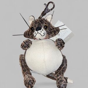 Dora Designs Brown Fat cat key ring key chain NWT